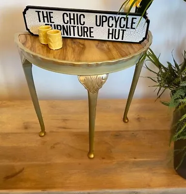 Vintage Half Moon Hall Table Featuring Natural Walnut Top. • £58