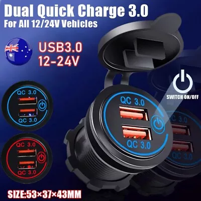 1× Car Dual USB 12V-24V Charger Quick Charge QC 3.0 Socket Power Outlet AU STOCK • $15.65