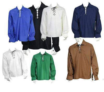 $33.18 • Buy Jacobite Ghillie Scottish Kilt Shirt For Men 7 Different Colors