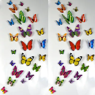 $3.40 • Buy 12pcs PVC 3d Butterfly Wall Decor Cute Butterflies Home Wall Stickers Art Decals