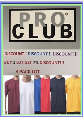 3 Pack Pro Club Proclub Men's Plain Short Sleeve T Shirt Heavyweight Bulk Lot • $24.94