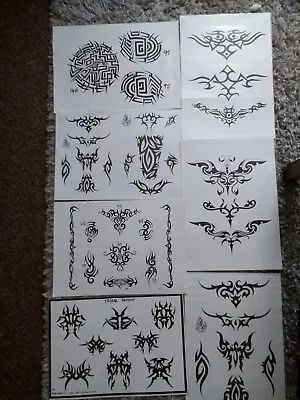 Tribal Tattoo Traditional 12 Flash Sheets Vintage Laminated A3 Collection Lot • £42