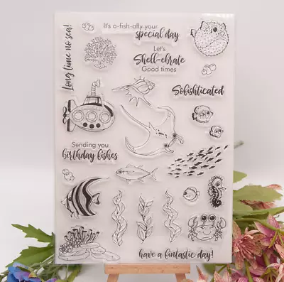 £3.89 • Buy Ocean See Fish Aquatic Silicone Clear Stamp Scrapbooking Embossing Card Craft