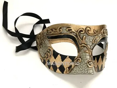 Men Masquerade Eye Mask Harlequin Jester Cosplay Costume Halloween Party • $16.15