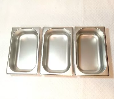 3x Lot  Stainless Steel Restaurant Pans For Steamer Table Warmer Serving 9x6x4 • $18.50