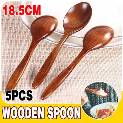 5PCS/lot Kitchen Wooden Spoon Bamboo Cooking Utensil Soup Teaspoon Tableware AU • $11.30