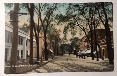 Ballston Spa NY Milton Front  St. Horse Cart Trolley Track Vtg Postcard Antique • $14.99