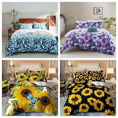 $49.80 • Buy Sunflower Leaf Soft Quilt Doona Cover Set Single Queen Super King Size Bed New
