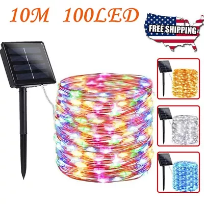 Solar String Lights Outdoor Rope Lights 100 LED For Garden Fence Yard Party Deco • $10.99