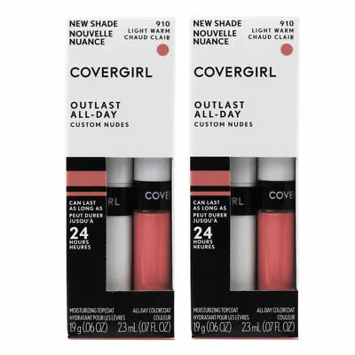 2 X Covergirl Outlast 24 Hour Lipcolor Lipstick + Topcoat ❤ 910 Light Warm • $29.95