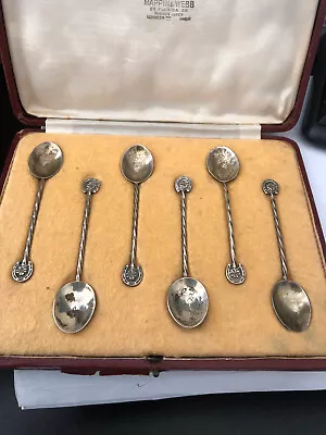 925 Sterling Silver Tea / Coffee Spoon Set Cased Mappin And Webb • $94.49