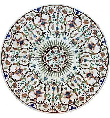 72x72 Inches Round Marble Conference Table Top Floral Design Inlaid Dining Table • $11067