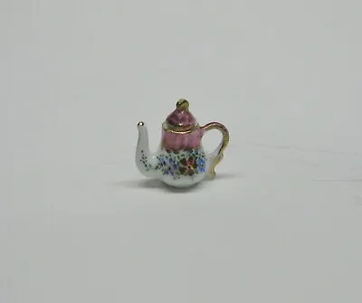 Dollhouse Miniature Artisan Beate Hand Painted Porcelain Tea Pot Pink • $25.99