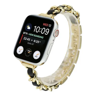 $21.89 • Buy Women Band For Apple Watch 7 Strap 41/45MM Stainless Steel+leather IWatch 6 Band