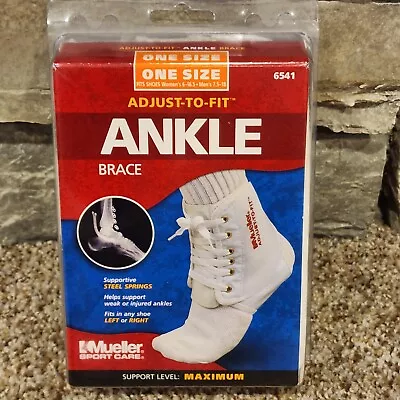 Mueller One Size Adjust To Fit Ankle Brace White 6541 New Sealed Package • $11.95