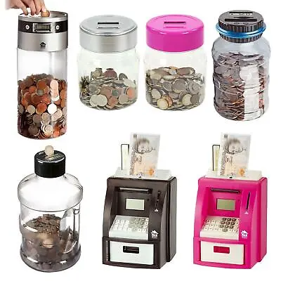 Digital Coin Counter LCD Display Jumbo Jar Sorter Money Box Counts Coins • £8.99