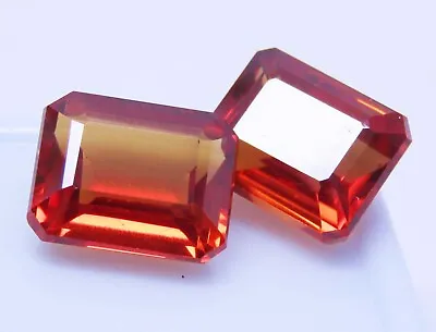 Mexican Fire Opal Natural 17.40 Ct Orange Emerald Loose Gemstone Pair • $52