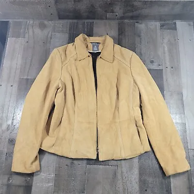 George By Mark Eisen Brown Suede Leather Jacket Size L - READ • $7.95