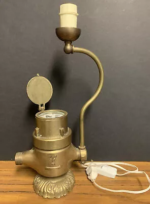 Antique Vtg Brass Water Meter SISMA RRM Milano Converted To Table Lamp-Non Work • $59.95