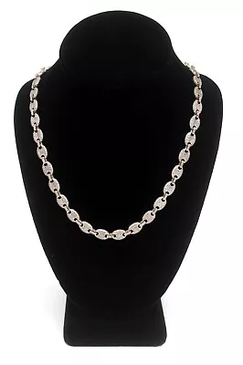 Solid 925 Sterling Silver 8mm Mariner Anchor Link Chain Necklace 24  CZ Stones • $379.95