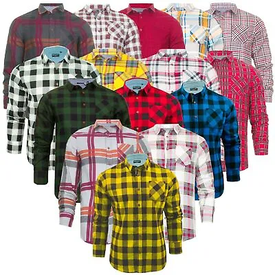 Mens Check Work Shirt Lumberjack Cotton Brushed Flannel Casual Top Brave Soul • £14.99