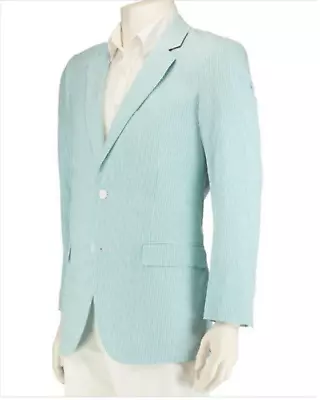 NWT $120 Alan Flusser Mint Green Seersucker Lightweight Sportcoat Blazer 46 Reg • $59.99