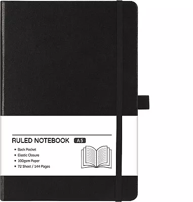 Ruled Notebook/Journal - Classic Lined Journal/Notebook 5.7  X 8.4  (Black) • $13.99