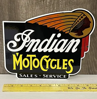 Indian Motorcycle Metal Sign Sales Service Chief Dealer Motor Oil Gas Garage • $59.99