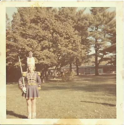 Vintage Color Photo Girl In Band Majorette Uniform • $5