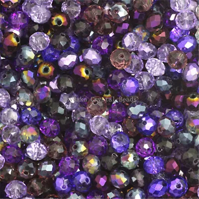 Purple Multicolor  2mm 4mm 6mm 8mm Rondelle Beads Faceted Crystal Glass Beads • $1.99