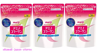 X 3 Lot MEIJI Amino Collagen Refill 196g Powder 28days X 3 Packs Ship From Japan • $117.99