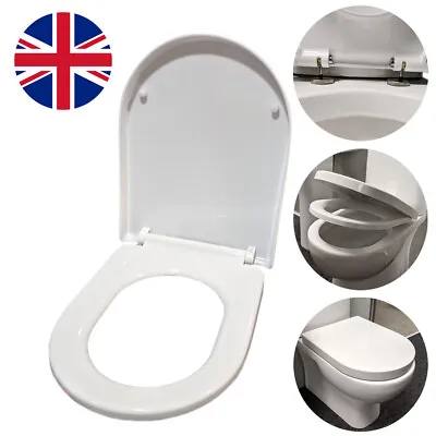 D Shaped Design WC Toilet Seat Soft Close Top Fix Quick Release Hinge Easy DS450 • £15.65