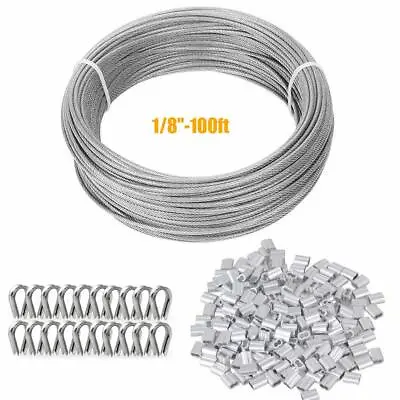 £26.35 • Buy 3mm Wire Rope Kit 30m/3mm Pvc Coated Wire Rope 3mm Steel Cable 50pcs Crimping