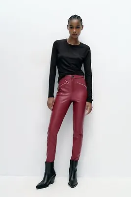 ZARA Faux Leather LEGGINGS Trousers WOMENS EU SIZE XS Brand New W/o Tags • £13.99