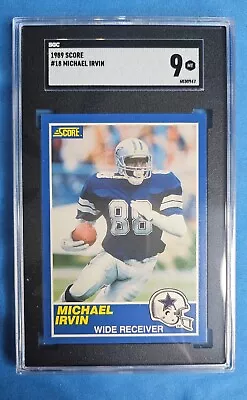 1989 Score Football #18 Michael Irvin Dallas Cowboys RC Rookie HOF SGC 9 MT • $25