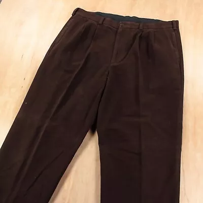 Vtg Y2k BROOKS BROTHERS Pleated Cuffed Cotton Moleskin Chino Dress Pants 40x32 • $38