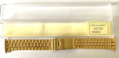 Gold Plate  Watch Bracelet Anti Allergy Gents Fits 18 - 20 Mm 1/2 Price Reduced • £7.99