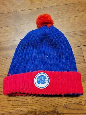 Vintage New York Giants Football Hat Ski Cap Beanie Winter Snow Warm Pom Pom NFL • $10.27