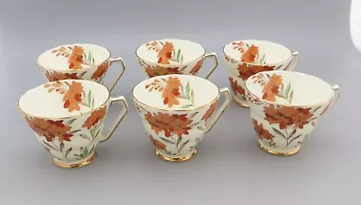 A Set Of 6 Pretty Hand Decorated Cups - Gillyflower 7171 Samuel Radford Fenton • £24.99