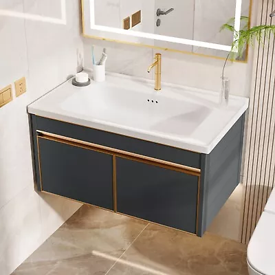 32  Bathroom Vanity With Ceramic Sink Floating Vanity Cabinet Include Countertop • $307.99