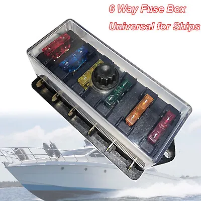 Universal Blade Fuse Box 6 Way Waterproof Fuse Holder Block Auto Car Bus Boat • $16.14