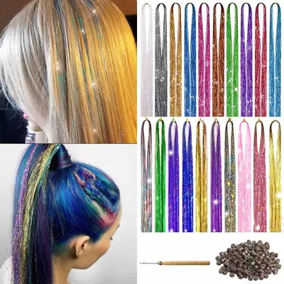 Colorfulpanda Hair Tinsel Kit Heat Resistant Extensions20 Colors Glitter Hair A • £19.46