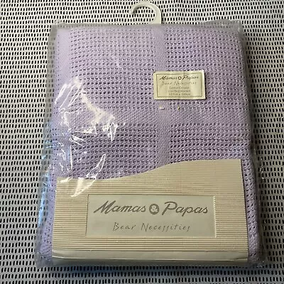 Mamas & Papas Cellular Cotton Cot Bed Blanket Blueberry Lilac Purple 127x180cm • £15