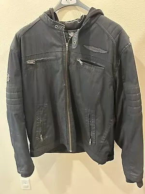 Harley Davidson Mens Heavy Duty Leather Jacket With Hoodie • $60