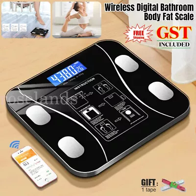 Wireless Digital Bathroom Body Fat Scale 180KG Bluetooth Scales Weight BMI Water • $24.41