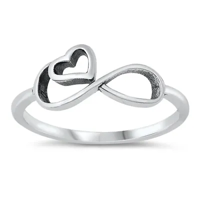 .925 Sterling Silver Ring Heart Ladie Kid Midi Infinity Size 4-10 NEW • $13.10