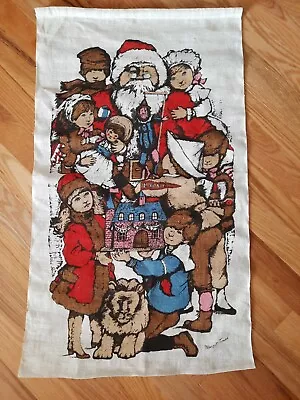 Christmas Tapestry/Wall Hanging Santa And Children Linen Towel By Margot Tomes  • $15