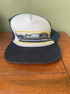 New Unworn Ford Mustang Hat Blue White Logo Mesh SnapBack Baseball Trucker Cap • $9.99