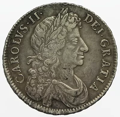 Charles Ii Halfcrown 1673  V. QVINTO  S3367 • £715