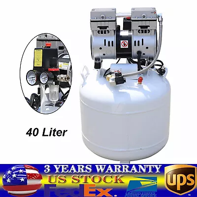 40L Dental Medical Air Compressor Silent Air Compressor Oilless 115PSI 0.75KW • $285